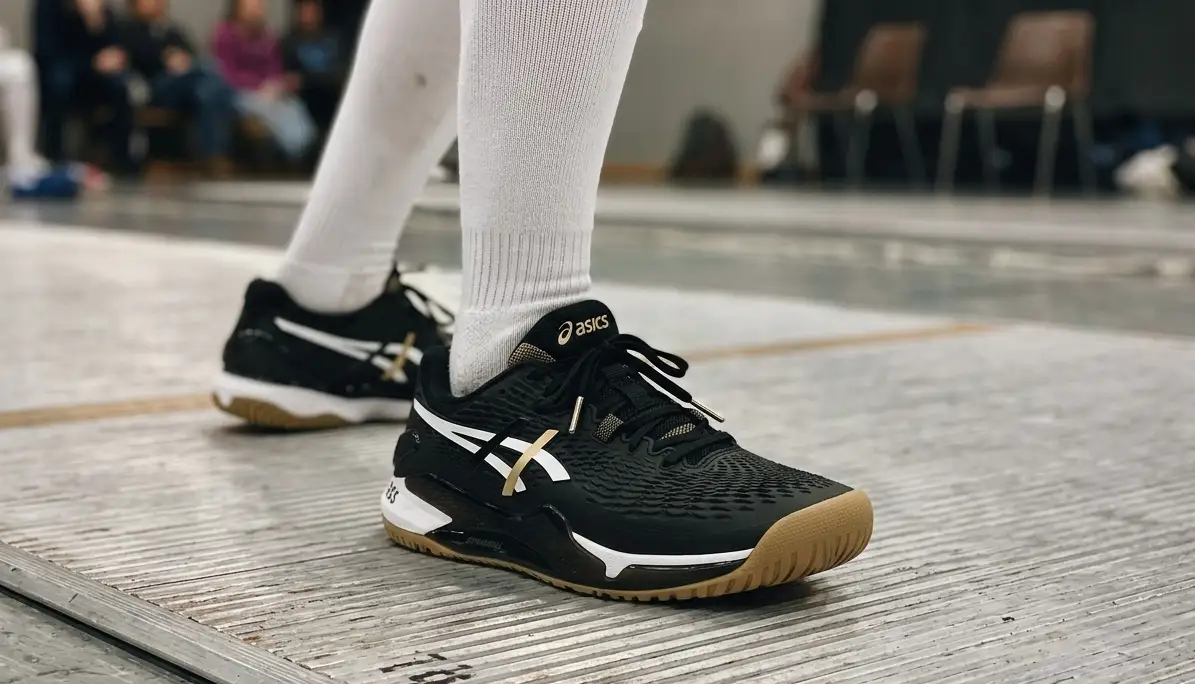 Asics gel resolution 9 black shoes in fencing training