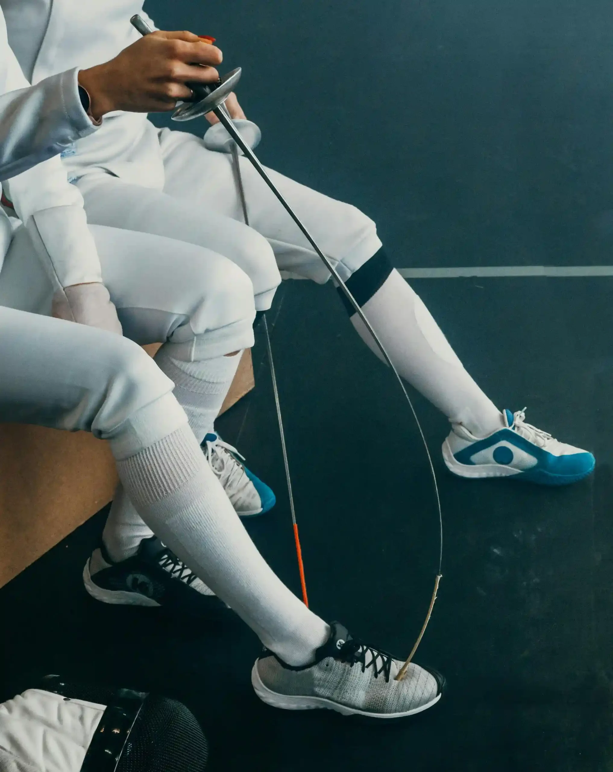 Two fencers wearing Kempa fencing shoes and Kempa Attack Youths with an foil.