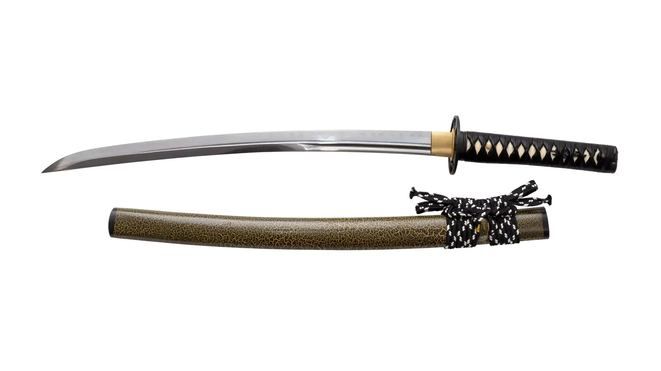 Wakizashi sword with sheath displayed separately.